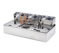 Friteuse commerciale 3 en 1 Machine à bouillir électrique Oden et cuiseur à nouilles Multifonctionnel Comptoir Graisse, Comptoir en acier inoxydable Trois Réservoir Panier Restaurant 18L 25