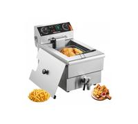 Friteuse commerciale 3000 W, friteuses à bain d'huile électrique avec panier, en acier inox, 9 L, avec contrôle du temps et de