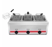 Friteuse commerciale à double réservoir - Friteuse à gaz multifonction de grande capacité 10L / 20L / 30L avec panier Friteuse à gaz double cylindre en acier inoxydable pour restaurant pour la cuis