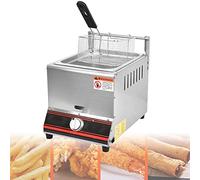 Friteuse commerciale à gaz, 6L / 12L en acier inoxydable haute capacité, machine à frire de cuisine de comptoir à gaz professionnelle, double pour la cuisine à domicile de restaurant, double