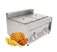 Friteuse commerciale à gaz à double réservoir, machine à frire de comptoir en acier inoxydable pour une cuisson à haute efficacité dans les restaurants et les cantines