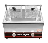 Friteuse commerciale à gaz, acier inoxydable haute capacité 6L / 12L, machine à frire de cuisine de comptoir à gaz professionnelle, double pour la cuisine à domicile de restaurant, Bigsingle