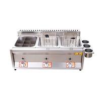 Friteuse commerciale à gaz en acier inoxydable avec panier et couvercle pour restaurant Cuisine Snack Bar - Poisson frites Professional LPG