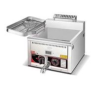 Friteuse commerciale à gaz, friteuse de comptoir en acier inoxydable robuste avec poêle de retour d'huile et pelle filtrante, système de drainage intégré et contrôle de la température pour restaurants