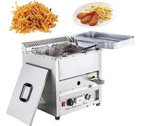 Friteuse commerciale à gaz, Gaz propane de comptoir, Contrôle de température debout, Réservoir de gaz gras en acier inoxydable, Panier de table, Réservoir de grande capacité (Couleur : Style