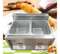 Friteuse commerciale à gaz GPL de grande capacité - Friteuse à gaz GPL - Machine à frire de comptoir de cuisine en acier inoxydable avec paniers et couvercle amovibles pour restaurant, supermarchés