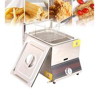 Friteuse commerciale à gaz professionnel, 6L / 12LFrites de poulet en acier inoxydable avec cuillère à panier pour la cuisson des aliments en famille sur le comptoir du restaurant, 6L