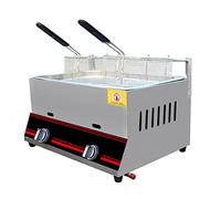 Friteuse commerciale à gaz professionnel, réservoir de gaz 6L / 12L chips de poulet en acier inoxydable avec pelle à panier pour la cuisine à domicile de restaurant (grand + panier × 2)