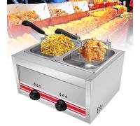 Friteuse commerciale à gaz propane - Comptoir à double réservoir en acier inoxydable avec paniers et couvercles pour frites, poulet, beignets