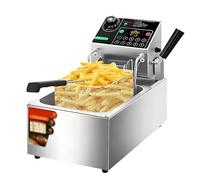 Friteuse Commerciale à Levage Automatique 6l En Acier Inoxydable, Température Réglable 50-200 °c Avec Panier, Pour Chips, Beignets
