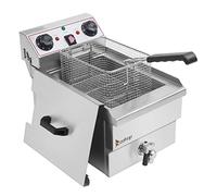 Friteuse commerciale acier inoxydable avec panier friteuse électrique avec thermostat réglable réservoir d'huile amovible couvercle anti-éclaboussures for restaurant maison(1700W 12.5Qt 8L)