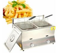 Friteuse commerciale avec panier et couvercle, 6 L/12 L, grande capacité, gaz de comptoir pour restaurant et usage domestique
