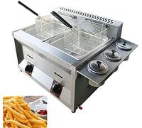 Friteuse commerciale Comptoir à gaz 2X10L Double réservoir GPL Gaz Chauffe-plats en acier inoxydable Chauffe-vapeur Chauffage, Restaurant Cuisine Gaz