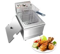 Friteuse commerciale Comptoir électrique avec panier solide facile à assembler, en acier inoxydable, pour cuisine, restaurant, température réglable de cuisson Frites de poulet (Couleur : 12L