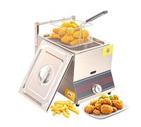 Friteuse commerciale Comptoir GPL Gaz Grasse, Réservoir Unique En Acier Inoxydable Avec Couvercle Et Panier À Friture Et Support, Pour Frites Cuisine À Domicile Restaurant