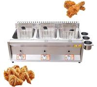 Friteuse commerciale de comptoir à gaz - 30L Grande Capacité Graisse Avec 3 Paniers À Frire Pour Café Restaurant, Frites - Appareil de Cuisine Ultime Pour La Cuisine Professionnelle