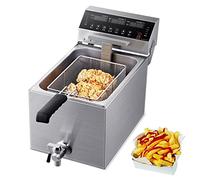 Friteuse commerciale électrique avec panier d’huile en acier inoxydable, graisse avec panier amovible chauffage professionnel, minuterie de friture et indicateur de lumière, pour restaurant