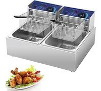 Friteuse commerciale électrique avec panier d’huile en acier inoxydable, graisse électrique avec température réglable de 0 à 200 °C, acier inoxydable 304 de qualité alimentaire, pour la cuis