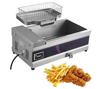 Friteuse commerciale Électrique Fat Chip Fry Double Réservoirs Simples Comptoir Frites en acier inoxydable Chips, 220-240V Huile Bac Total Électrique Facile Nettoyage