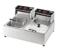 Friteuse commerciale électrique grande 21,14 pintes avec 2 paniers et couvercles, double réservoir en acier inoxydable avec contrôle de la température de la minuterie pour restaurant de cuis