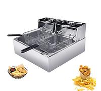 Friteuse commerciale électrique professionnelle, machine à frire en acier inoxydable de grande capacité, avec panier et couvercle, fonction de contrôle de la température, pour et la maison