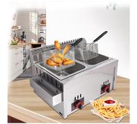 Friteuse commerciale en acier inoxydable avec deux réservoirs - Parfaite pour la maison, les snack-bars et la restauration - Haute capacité, facile à nettoyer, cuisine professionnelle