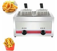 Friteuse commerciale en acier inoxydable, grande capacité, double cylindre pour frites, beignets, friture de poisson