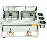 Friteuse commerciale Fat Basket 12L Double Pot Comptoir Gaz L-P-G Acier inoxydable, Pour Frites Restaurant Cuisine à domicile ~/