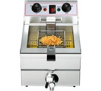 Friteuse commerciale, Friteuse électrique d'une capacité de 10 L (10,5 QT) avec drain, paniers, couvercles et contrôleur de minuterie, comptoir en acier inoxydable avec contrôle de la température, mac