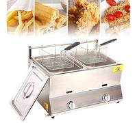 Friteuse commerciale Gaz professionnel, 6L / 12L Chips de poulet en acier inoxydable avec cuillère à panier pour la cuisson des aliments en famille de comptoir de restaurant, 6L (12L)
