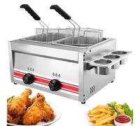 Friteuse commerciale GPL gaz gras, double réservoir en acier inoxydable de grande capacité pour frites, beignets, poisson, conception à triple cylindre