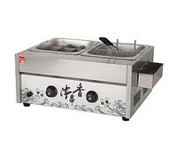 Friteuse commerciale Multifonction électrique Oden machine à bouillir et cuiseur à nouilles Comptoir Graisse, comptoir en acier inoxydable à trois réservoirs panier Restaurant 2000W, 2 en 1