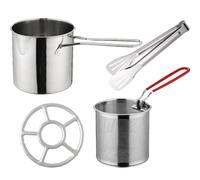 Friteuse Cuisine en Acier Inoxydable avec Panier pour Friture | Poignée Ergonomique, Conductivité Thermique Élevée, Usage Polyvalent, pour Réchauffer le Lait et Préparer des Aliments