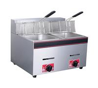 Friteuse de Bureau À Gaz Commerciale Professionnelle en Acier Inoxydable 8l*2, Friteuse À Double Réservoir Au Propane Gpl De Grande Capacité Pour Le Poulet Frit et Les Croustilles,friteuse de Cuisin