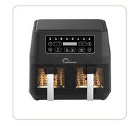 Friteuse diététique - LITTLE BALANCE - 8765 - Crousty light duo - 9 L - 2460 W - 9 programmes - Noir, 2 Compartiments