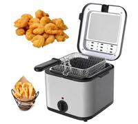 Friteuse domestique, friteuse électrique 1000 W en acier inoxydable avec fenêtre de visualisation et panier à friture amovible, gadgets de cuisine pour poulet frit, crevettes, frites, poisson