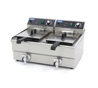 Friteuse 2x 13 L 2 Paniers avec robinet - Friteuse - Friteuse double traiteur - Inox - Professionnelle - 26 Litres