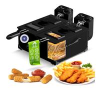 Friteuse double / 2x 3L / avec réservoir d'huile amovible (lavable au lave-vaisselle) / température : 0-190°C/noir