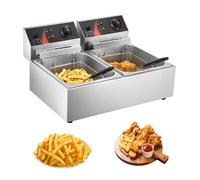 Friteuse Double - DUOKU - 12L - 5000W - Acier Inoxydable - Température Réglable