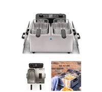 Friteuse Double - INOX - 3300W - 2x3L - Température jusqu'à 190°C - 2 paniers à frire