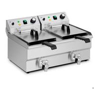 Royal Catering RCPSF 18ETH Friteuse Électrique Professionnelle Pro Deux Double Bac Zones Froides En Inox 2 X 9 L d'Huile Monophasé 230 V
