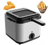 Friteuse électrique 1000 W, friteuse en acier inoxydable avec contrôleur de température 80-190 ℃, friteuse à frites, avec panier et couvercle de four visuel, pour poulet frit, frites, ailes