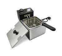 Friteuse électrique 1200W inox, température réglable 60-200°C, grande capacité 2L, maison professionnelle frites beignets snacks