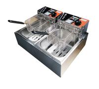 Friteuse Électrique 12L - Bicylindre Friteuse - 2500W - Température 100-200℃ - 2 paniers à friture amovibles - Commercial Friteuse