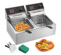 Friteuse Électrique 12L Friteuse Électrique 5000W Double Panier YB-82 Double Réservoir Comptoir Acier Inoxydable Frites Commercial