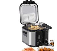 Friteuse Électrique 1800 W 6 L, Friteuse en Acier Inoxydable avec Panier Et Fenêtre de Visualisation, Température Réglable de 0 À 190 ℃, Minuterie de 0 À 30 Minutes for Frites, Chips, Beignets