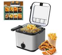 Friteuse electrique 2.5L, Friteuse 80-190℃ grande fenêtre transparente , filtre métallique, acier inoxydable 304, 1000 W