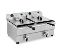 Royal Catering - Friteuse électrique double 2 x 13 L, zone froide, thermostat, avec robinet