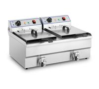 Friteuse électrique - 2 x 16 l - 12 000 W - 400 V - Robinet de vidange - Royal Catering RCSF 16DTH