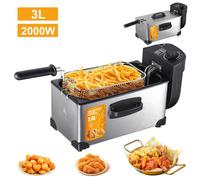 Friteuse électrique 2000 W avec minuterie et thermostat - 3 L, chauffage rapide, sécurité garantie - Acier inoxydable